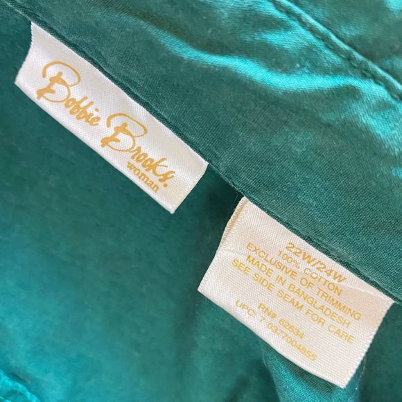Vintage Bobbie Brooks Woman Green Embroidered Button Down Top - Size 22W / 24WW - Picture 7 of 8